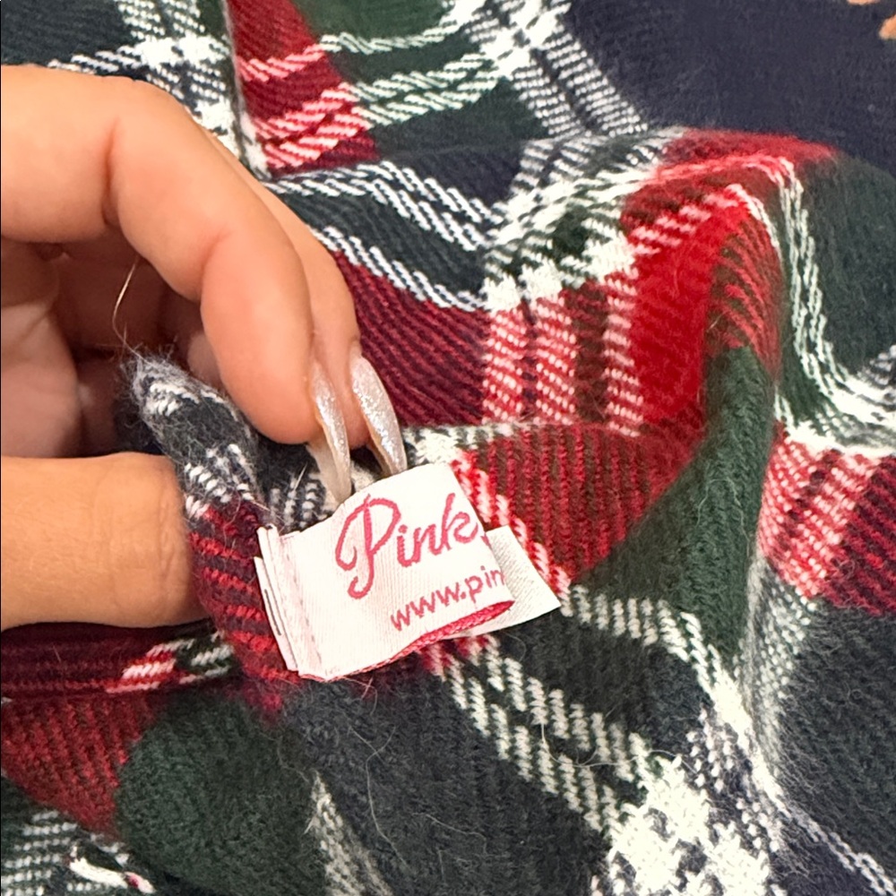 Pink Lily Tartan Scarf in Red, Green, and White - Picture 2 of 2